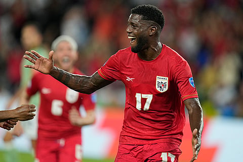 Jose Fajardo celebrates after scoring Panama's opening goal